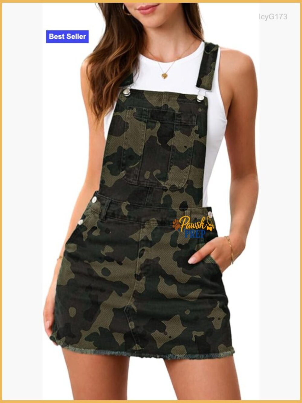High Stretch Denim Overall Mini Dress with Pockets